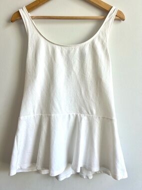 Express White Peplum Scoop Cotton Tank Summertime Business Casual Zipper Back